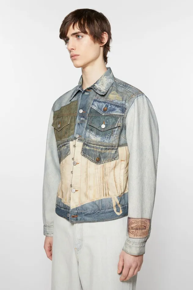 Acne Studios Printed Jacket 8211 Fitted Fit Mid Blue Men Outerwear