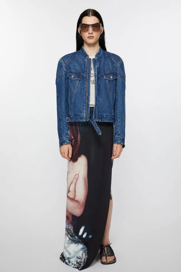 Acne Studios Printed Silk Scarf Silver Men Scarves