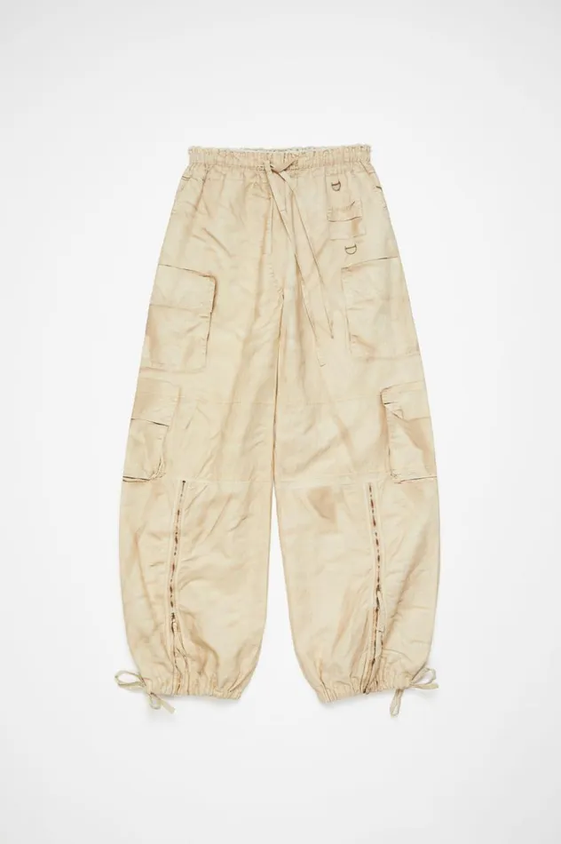 Acne Studios Relaxed Fit Printed Trousers Oat Beige Women Trousers