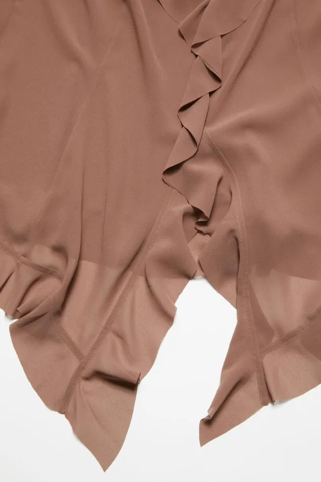 Acne Studios Ruffle Blouse Toffee Brown Women Shirts and Blouses