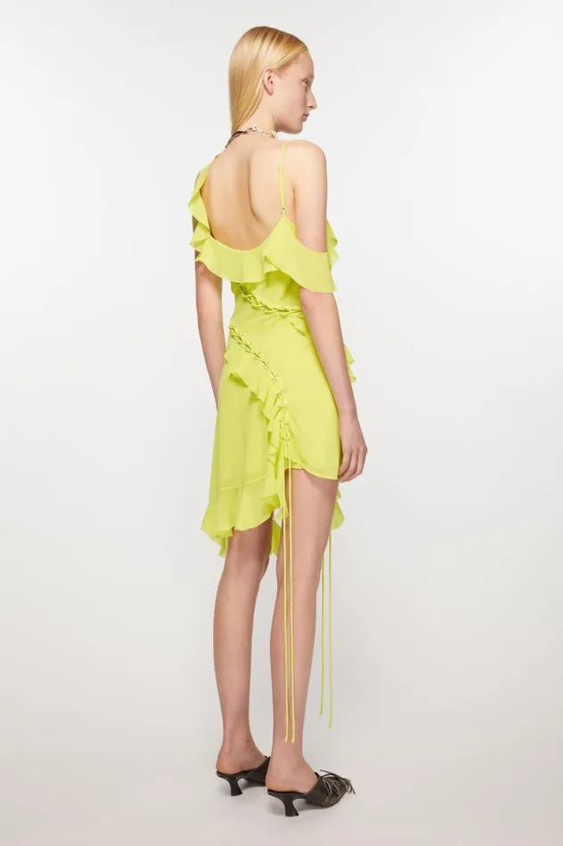 Acne Studios Ruffle Strap Dress Acid Yellow Women Dresses