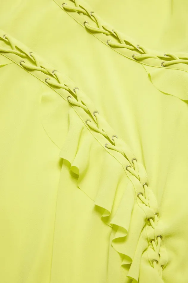 Acne Studios Ruffle Strap Dress Acid Yellow Women Dresses