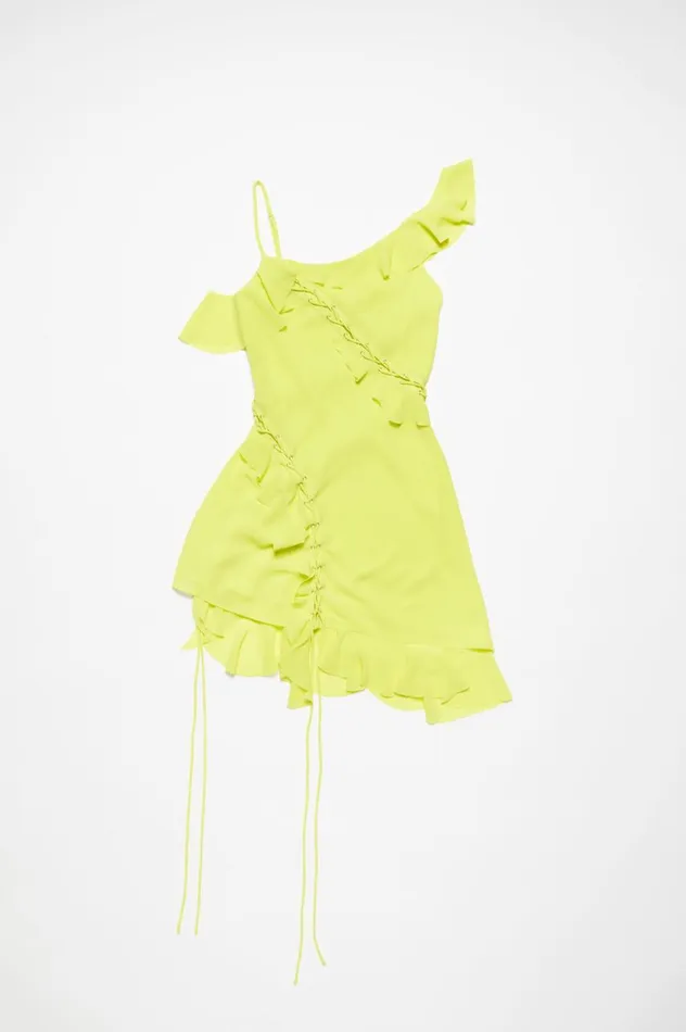 Acne Studios Ruffle Strap Dress Acid Yellow Women Dresses