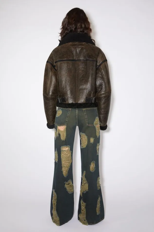 Acne Studios Shearling Jacket Dark Brownblack Women Outerwear