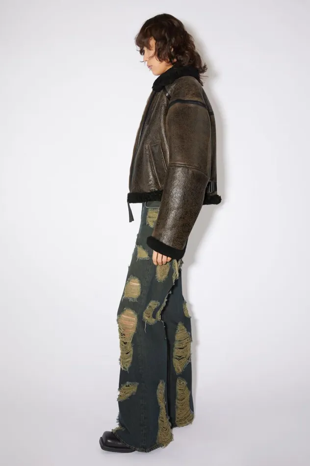 Acne Studios Shearling Jacket Dark Brownblack Women Outerwear