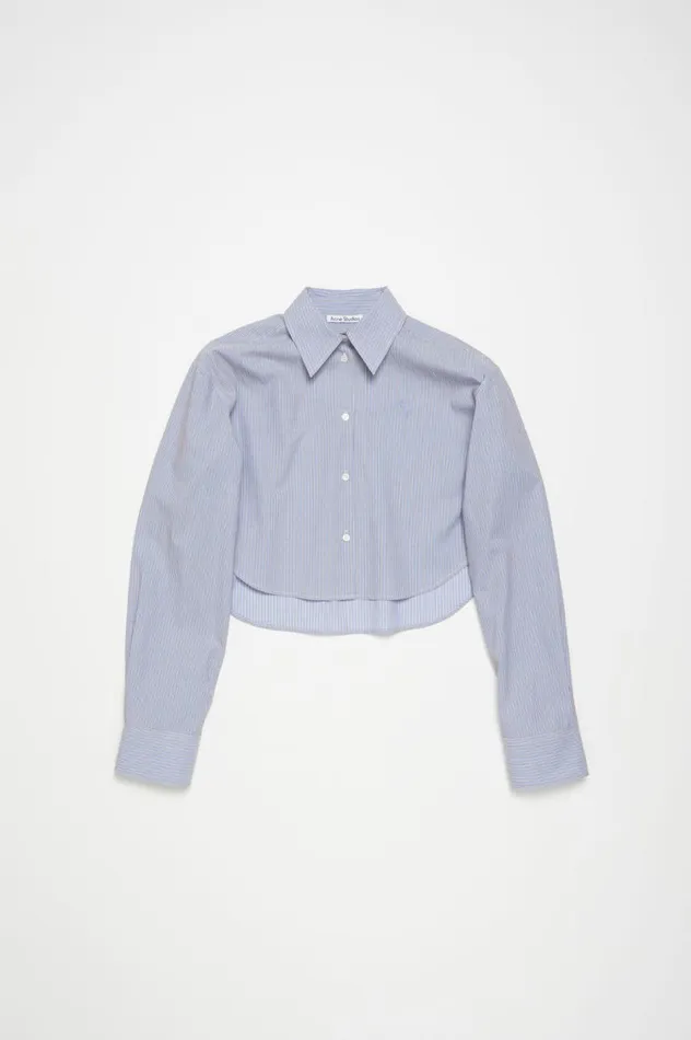 Acne Studios Shirt Jacquard Pinstripe Sky Bluecoffee Brown Women Shirts and Blouses