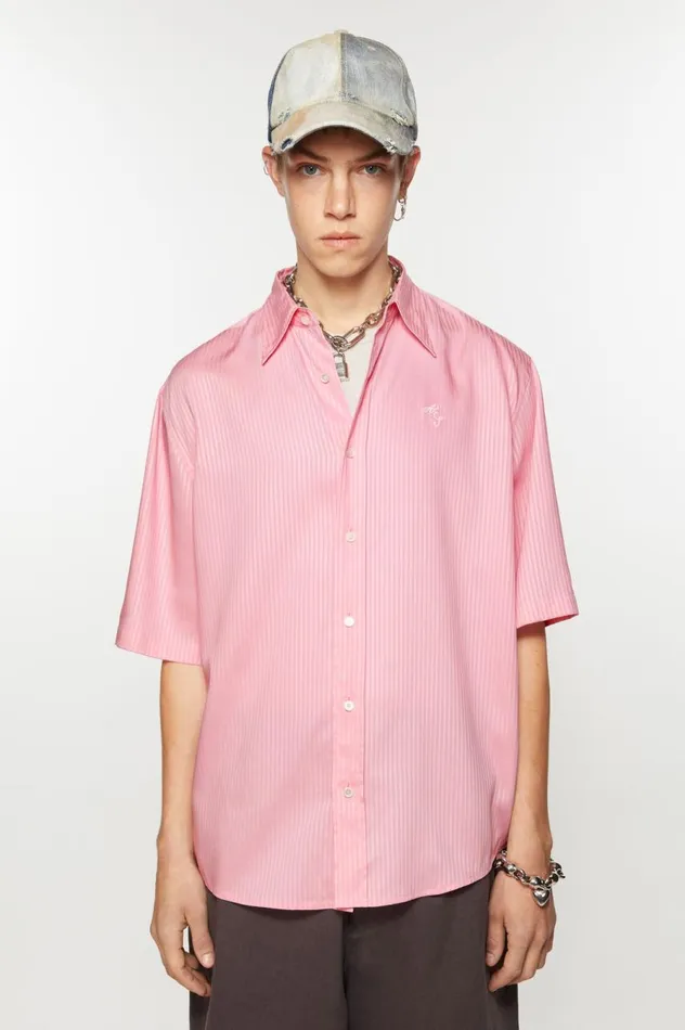 Acne Studios Stripe Buttonup Shirt Blush Pink Men Shirts