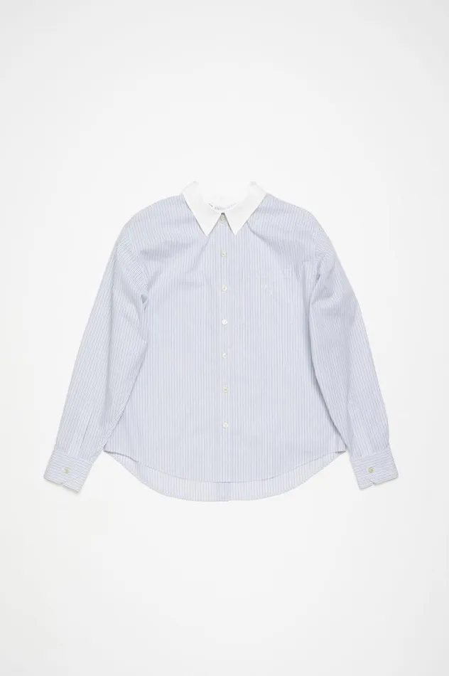 Acne Studios Stripe Buttonup Shirt Dusty Bluecold Brown Women Shirts and Blouses
