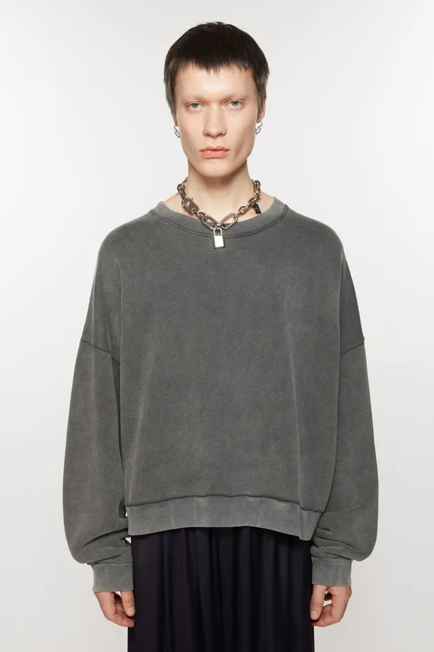Acne Studios Sweater Logo Patch Faded Black Men Sweatshirts