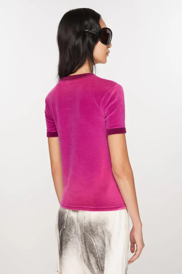 Acne Studios Tshirt Logo 8211 Fitted Fit Magenta Pink Women Tshirts