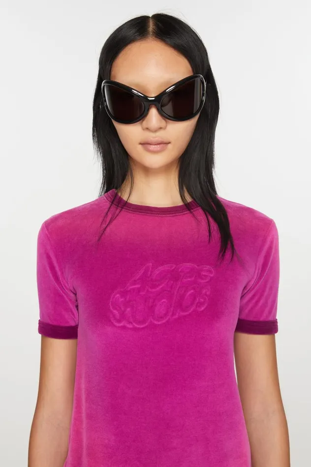 Acne Studios Tshirt Logo 8211 Fitted Fit Magenta Pink Women Tshirts
