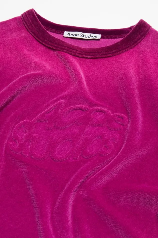 Acne Studios Tshirt Logo 8211 Fitted Fit Magenta Pink Women Tshirts