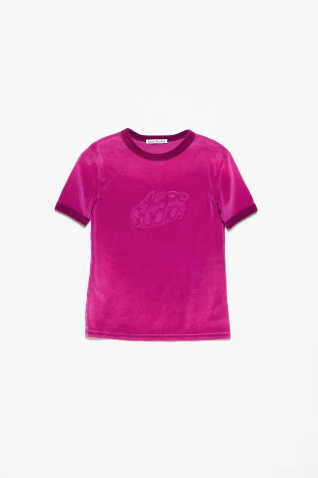 Acne Studios Tshirt Logo 8211 Fitted Fit Magenta Pink Women Tshirts