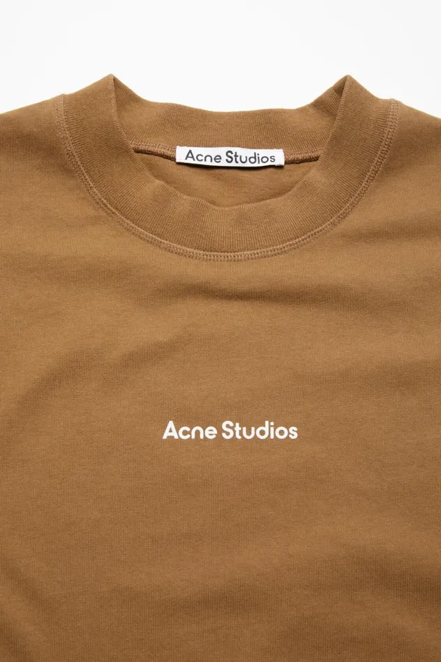 Acne Studios Tshirt Logo Mud Beige Men Tshirts