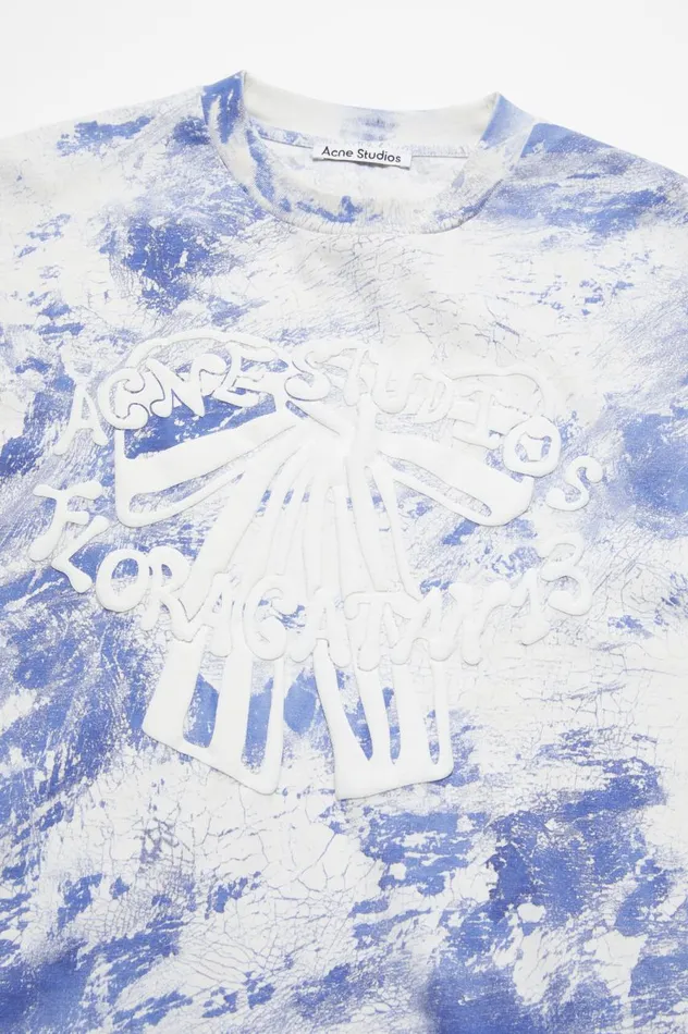 Acne Studios Tshirt Plaster Print Faded Blue Men Tshirts