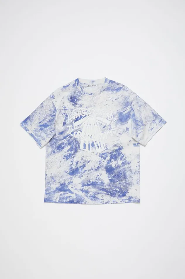 Acne Studios Tshirt Plaster Print Faded Blue Men Tshirts