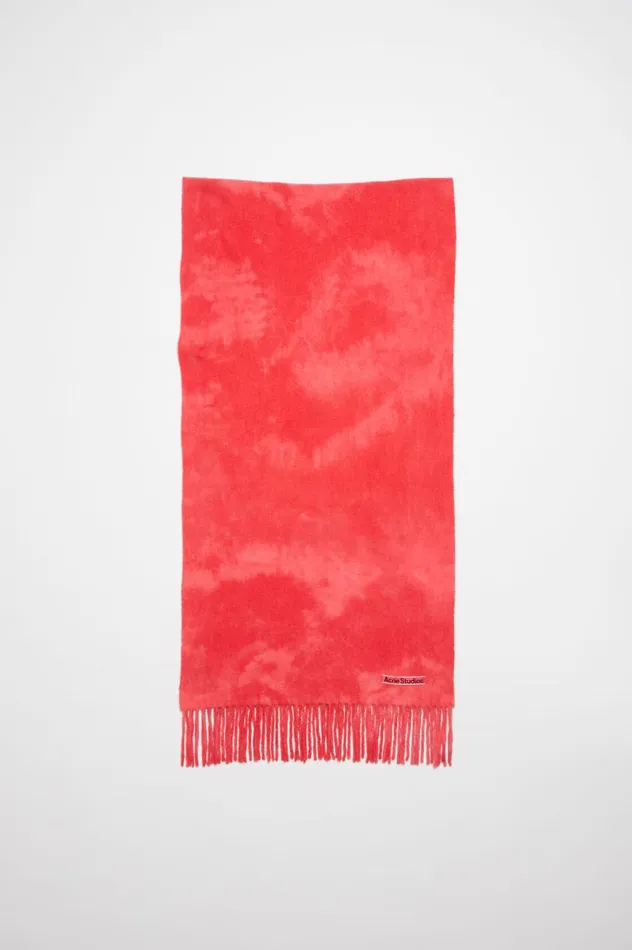 Acne Studios Tiedye Wool Scarf 8211 Narrow Bright Pink Men Scarves