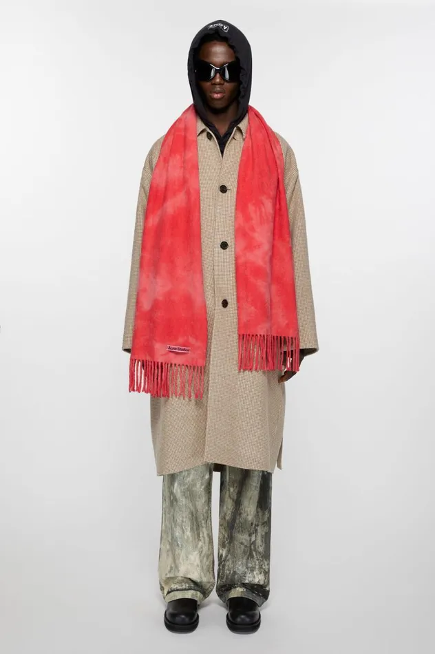 Acne Studios Tiedye Wool Scarf 8211 Narrow Bright Pink Men Scarves