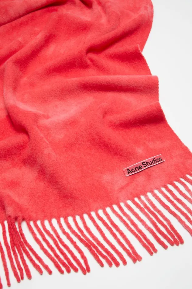 Acne Studios Tiedye Wool Scarf 8211 Narrow Bright Pink Men Scarves