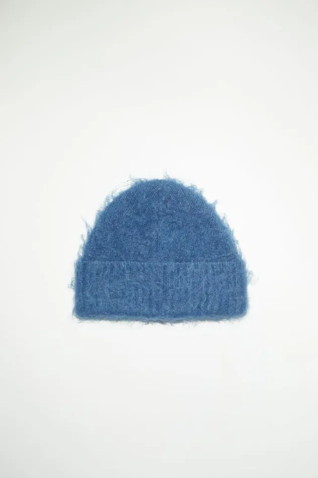 Acne Studios Wool Mohair Beanie Denim Blue Men Hats