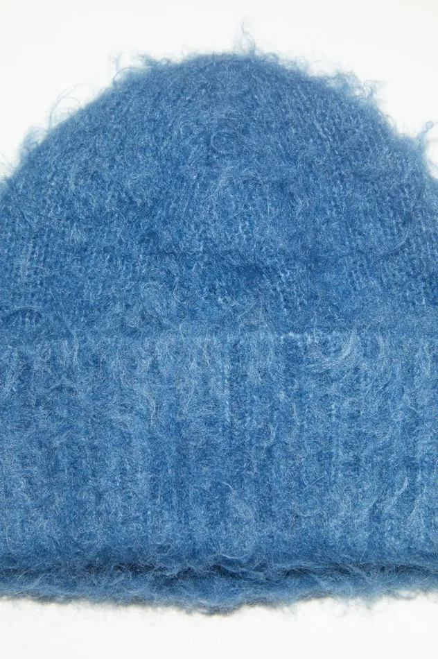 Acne Studios Wool Mohair Beanie Denim Blue Men Hats
