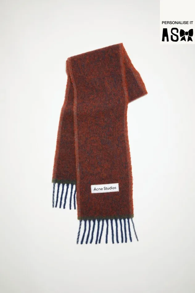 Acne Studios Wool Mohair Scarf 8211 Narrow Aubergine Blue Men Scarves