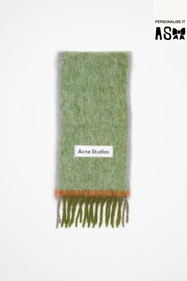 Acne Studios Wool Mohair Scarf 8211 Narrow Grass Green Women Scarves