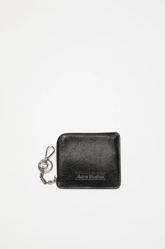 Acne Studios Zip Leather Wallet Black Men Small Leather Goods