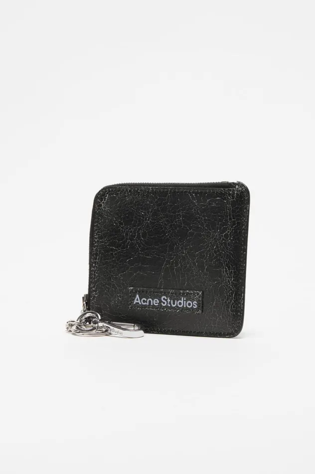 Acne Studios Zip Leather Wallet Black Men Small Leather Goods
