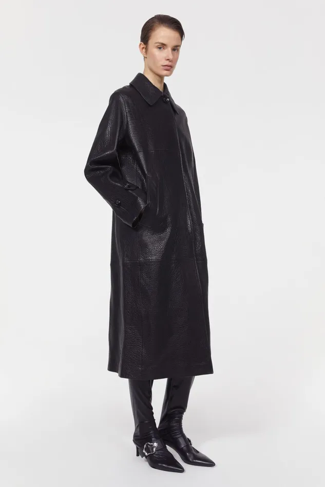 Aida Leather Coat Dark Brown Women Rodebjer Outerwear