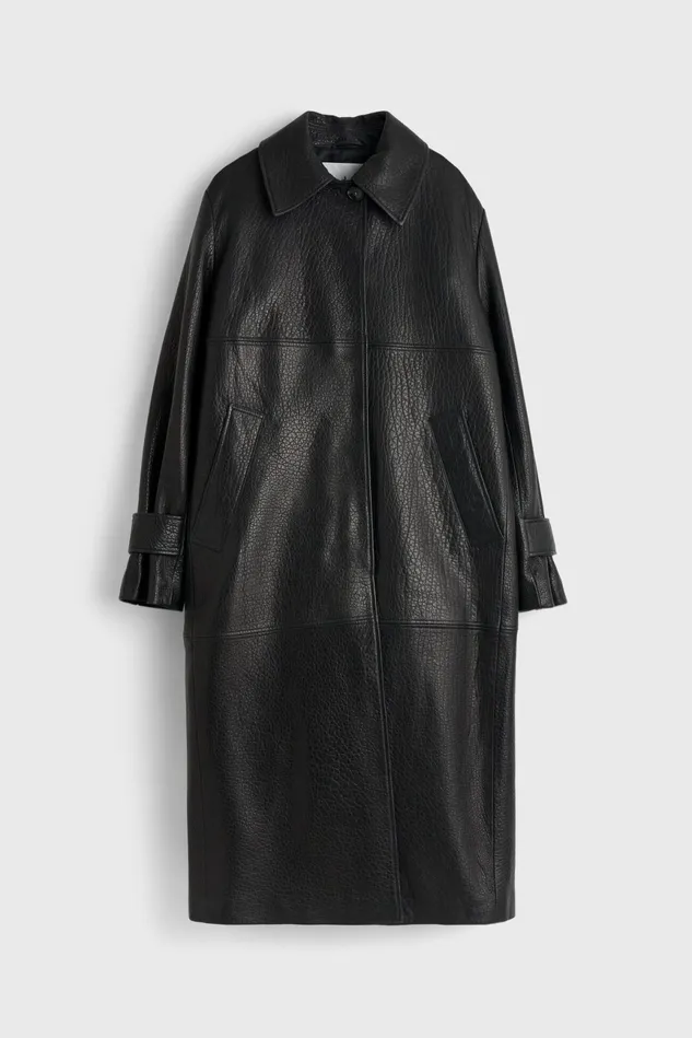 Aida Leather Coat Dark Brown Women Rodebjer Outerwear