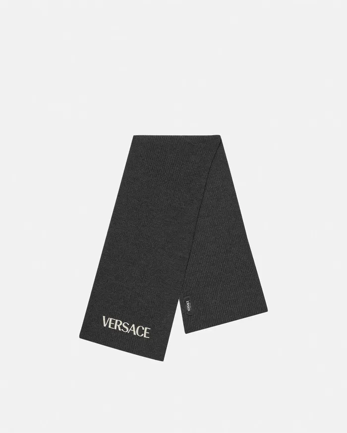 Bags and Accessories Kids Versace Logo Knit Scarf Gray