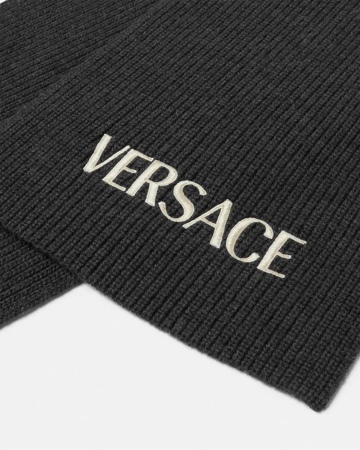 Bags and Accessories Kids Versace Logo Knit Scarf Gray
