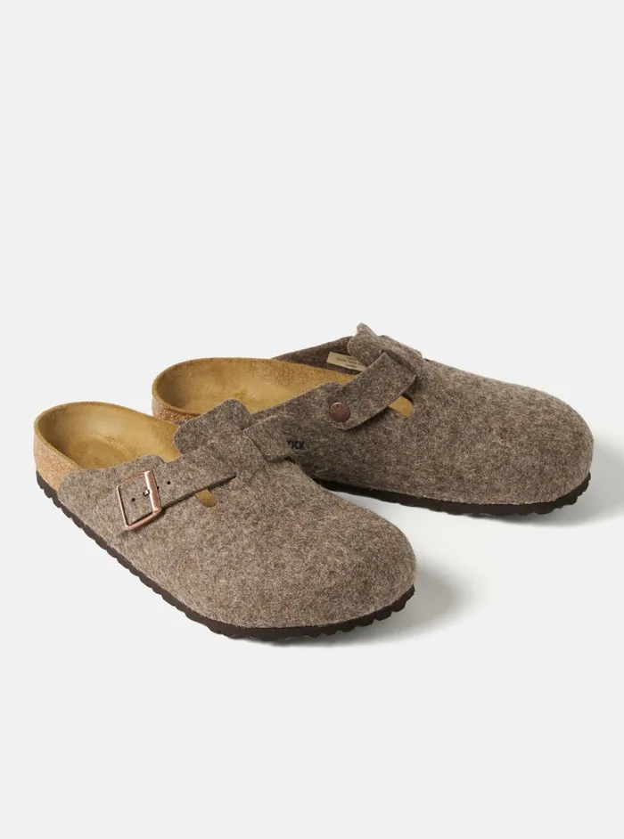 Birkenstock Boston In Cocoa Wool Men Universal Works Footwear