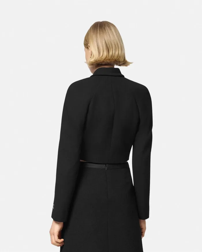 Blazer and Jackets Women Versace WoolBlend Crop Raglan Jacket Black