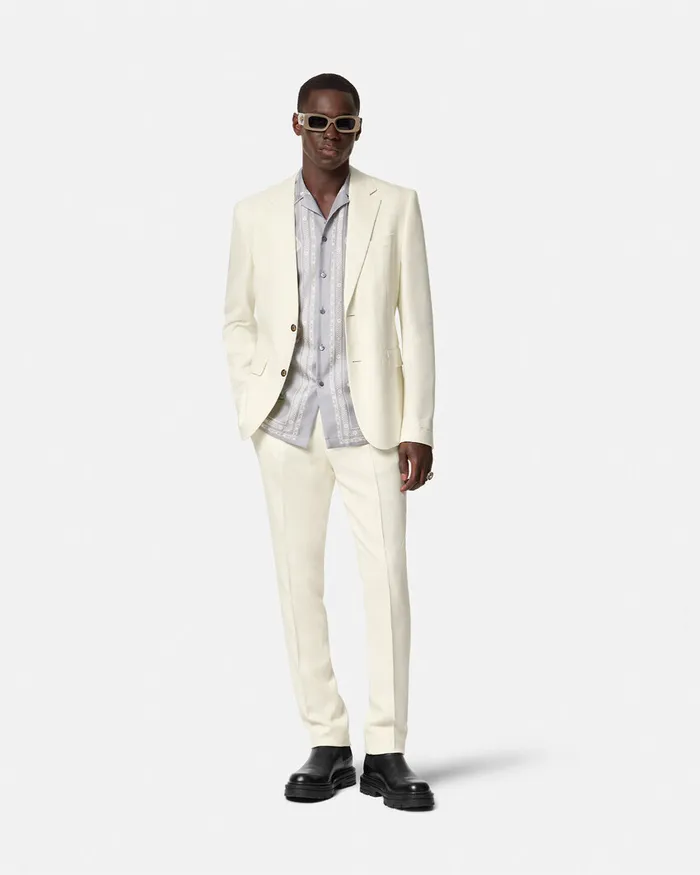 Blazers and Suits Men Versace Barocco Sea SilkBlend Malfil Blazer Blueprint