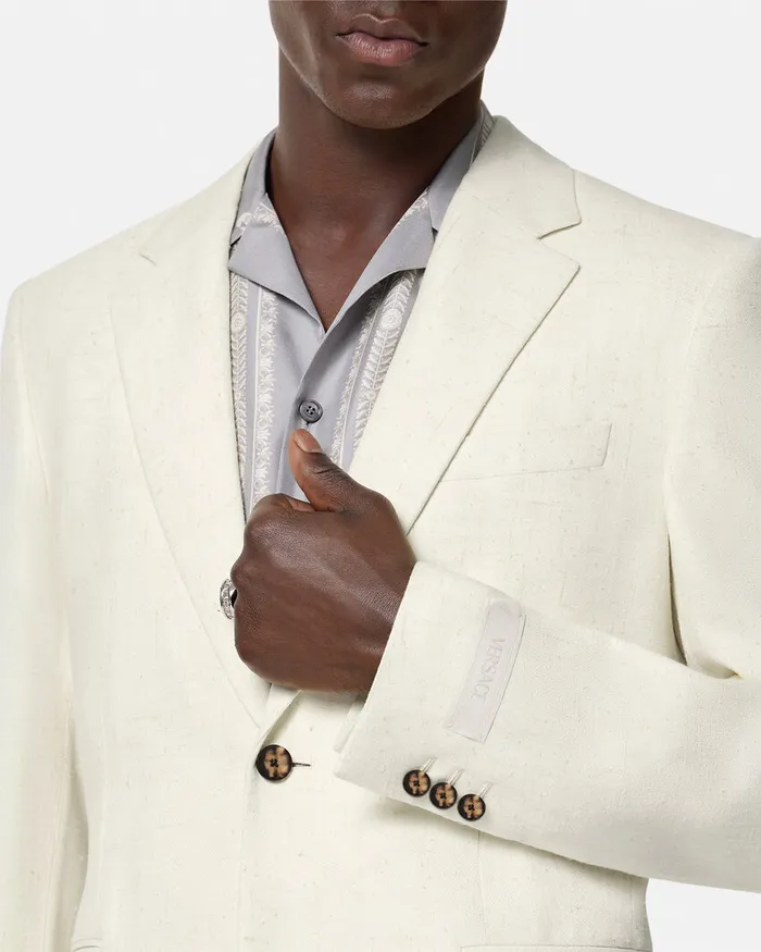 Blazers and Suits Men Versace Barocco Sea SilkBlend Malfil Blazer Blueprint