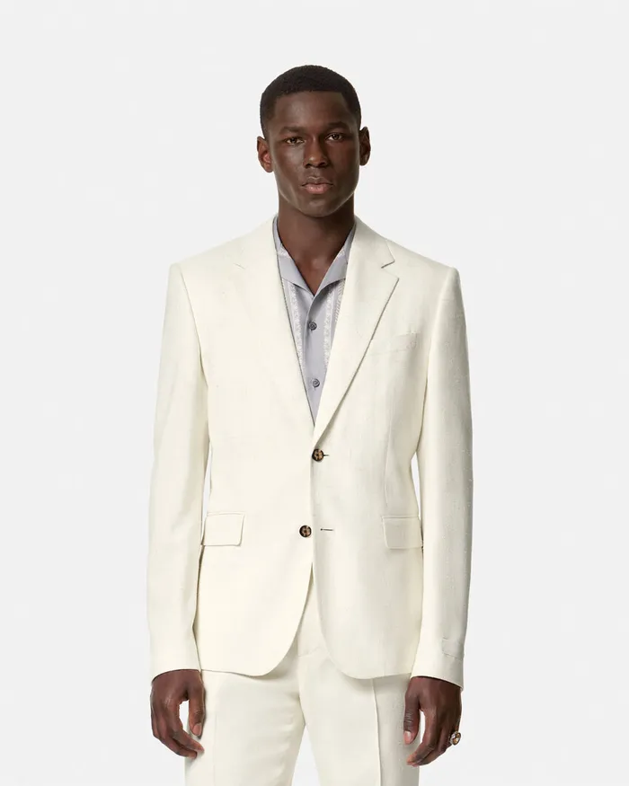 Blazers and Suits Men Versace Barocco Sea SilkBlend Malfil Blazer Blueprint