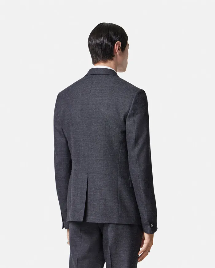 Blazers and Suits Men Versace Herringbone SingleBreasted Blazer Gray
