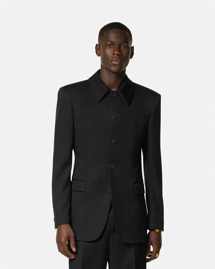Blazers and Suits Men Versace SingleBreasted Tailored Jacket Black