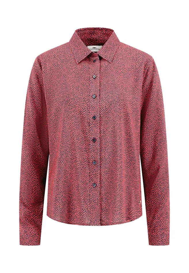 Blouses Women FYNCHHATTON Blouse With A Fine Dot Pattern Blue Purpleashcrimson Red