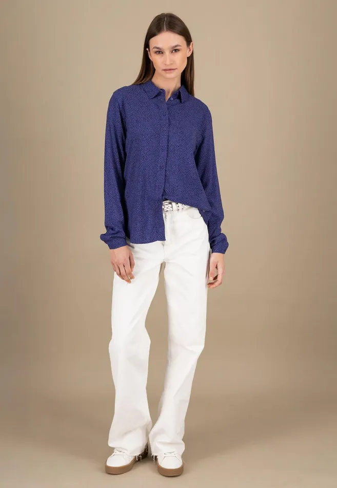 Blouses Women FYNCHHATTON Blouse With A Fine Dot Pattern Blue Purpleashcrimson Red