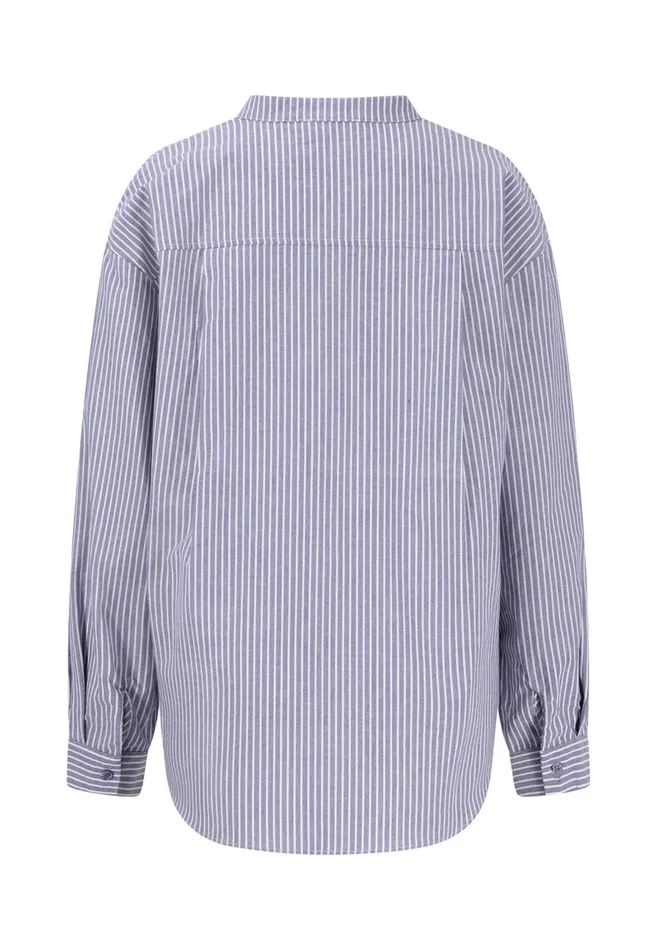 Blouses Women FYNCHHATTON Cotton Blouse With Subtle Strip Pattern Blue Purple