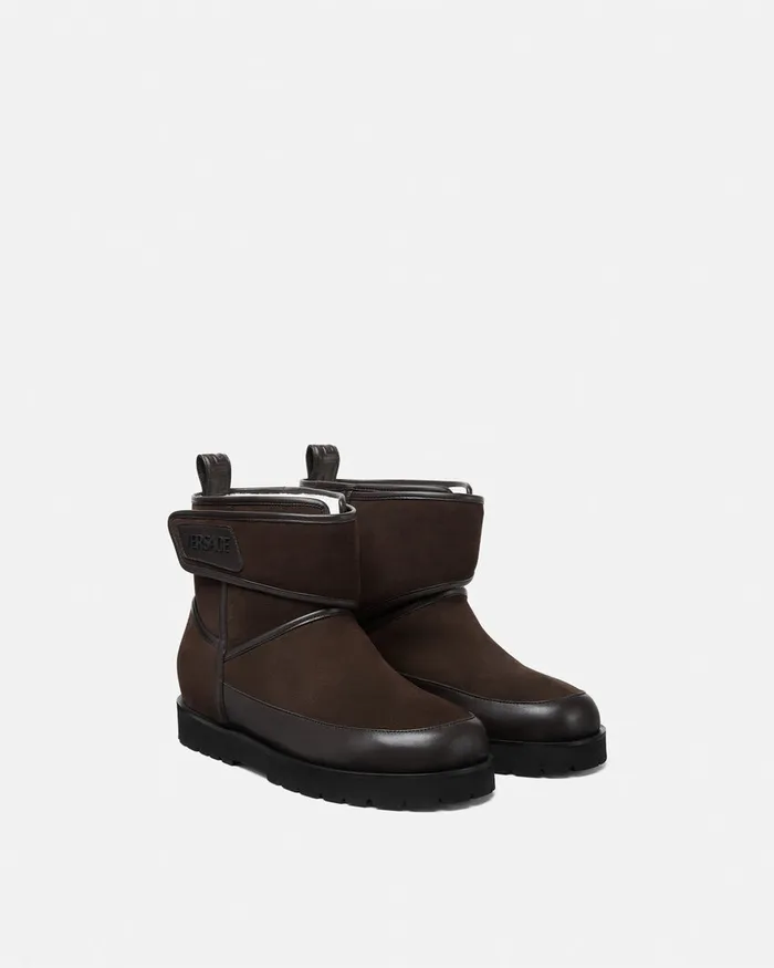 Boots Men Versace Bastion Suede Boots Black