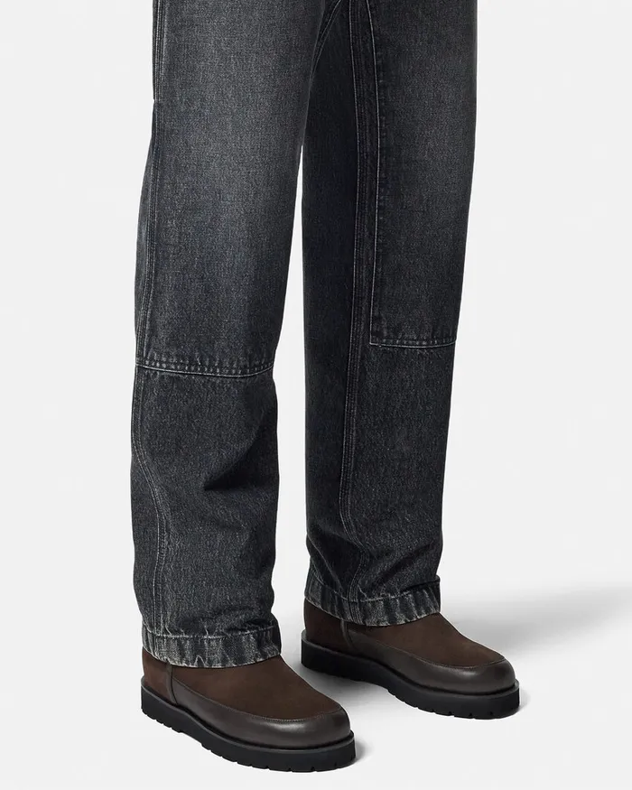 Boots Men Versace Bastion Suede Boots Black