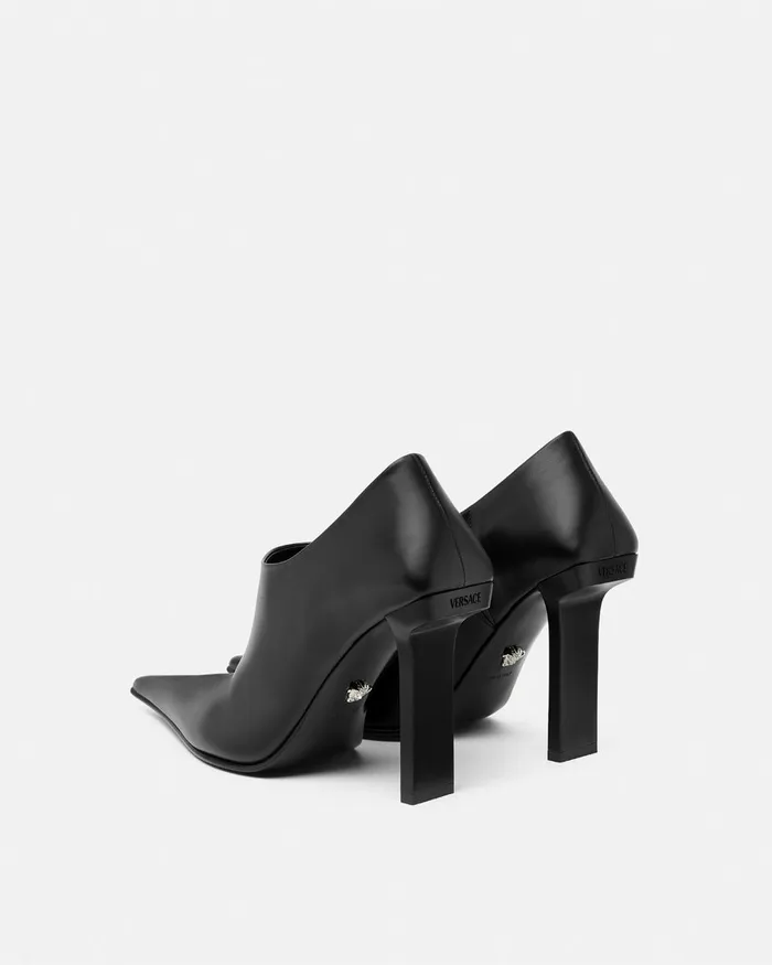 Boots Women Versace Slice Ankle Boots 105 Mm Blacksilver
