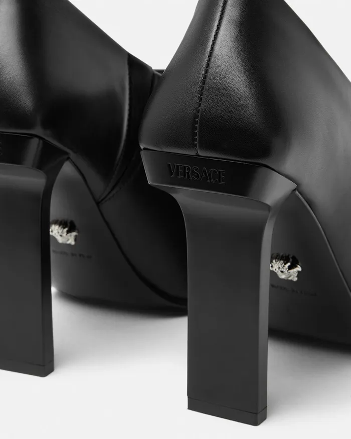 Boots Women Versace Slice Ankle Boots 105 Mm Blacksilver