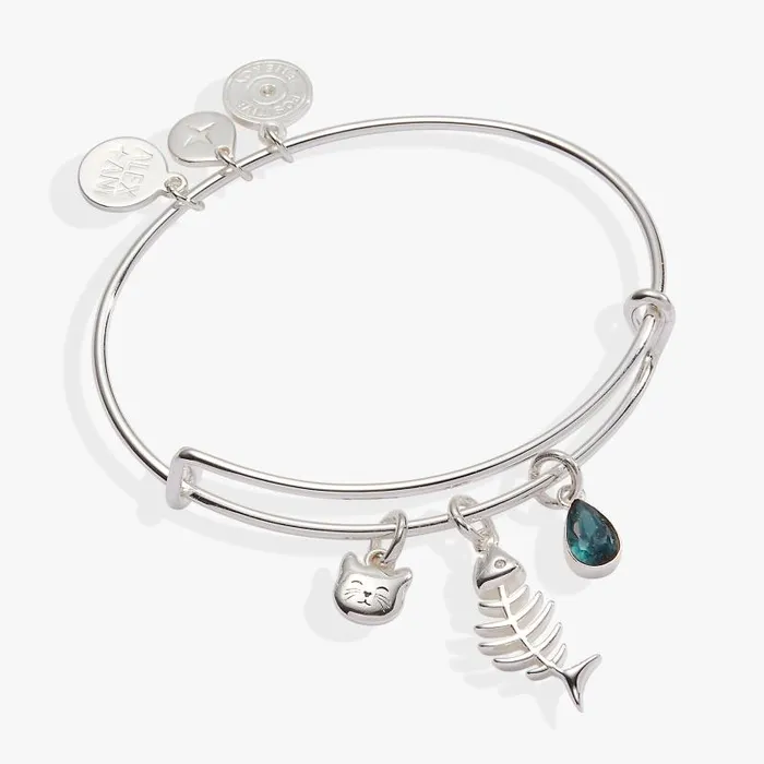 Bracelets Women Alex And Ani Fish Bone Cat Bangle Silver