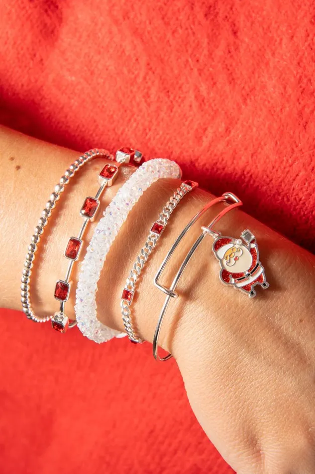 Bracelets Women Alex And Ani Holiday Santa Bangle Shiny Silver