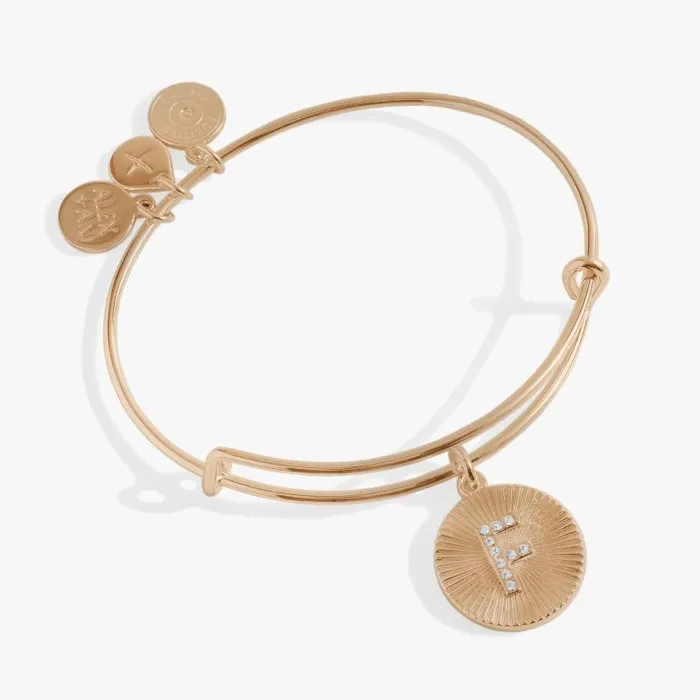 Bracelets Women Alex And Ani Initial F Pave Starburst Texture Bangle Gold